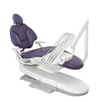 A-dec dental chair with plum upholstery and dental delivery system 