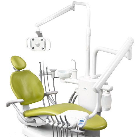 A-dec 300 dental light mounted on support center