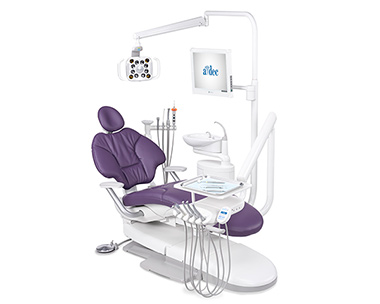 A-dec 400 radius operatory package with plum sewn upholstery and traditional delivery system thumbnail