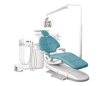 A-dec 500 dental chair  with Cyan upholstery and dental delivery system thumb