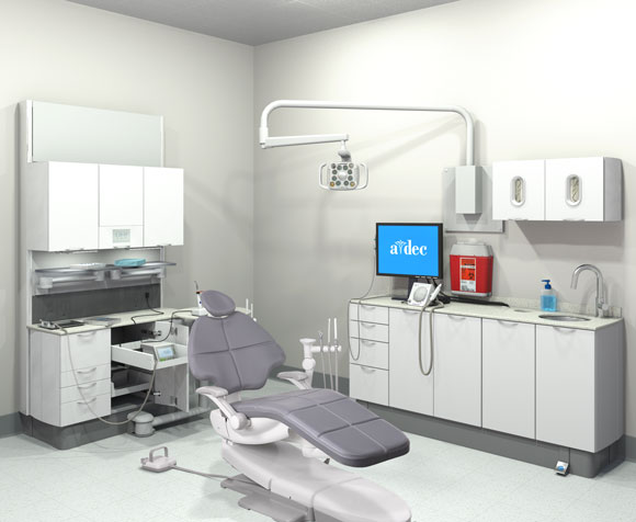 A-dec dental operatory with no integration of clinical devices